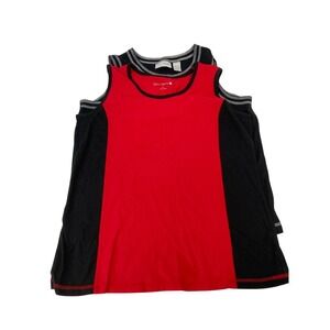 Sport Savvy Womens Tank Tops Red Black Colorblock Sleeveless Medium‎ Set 2